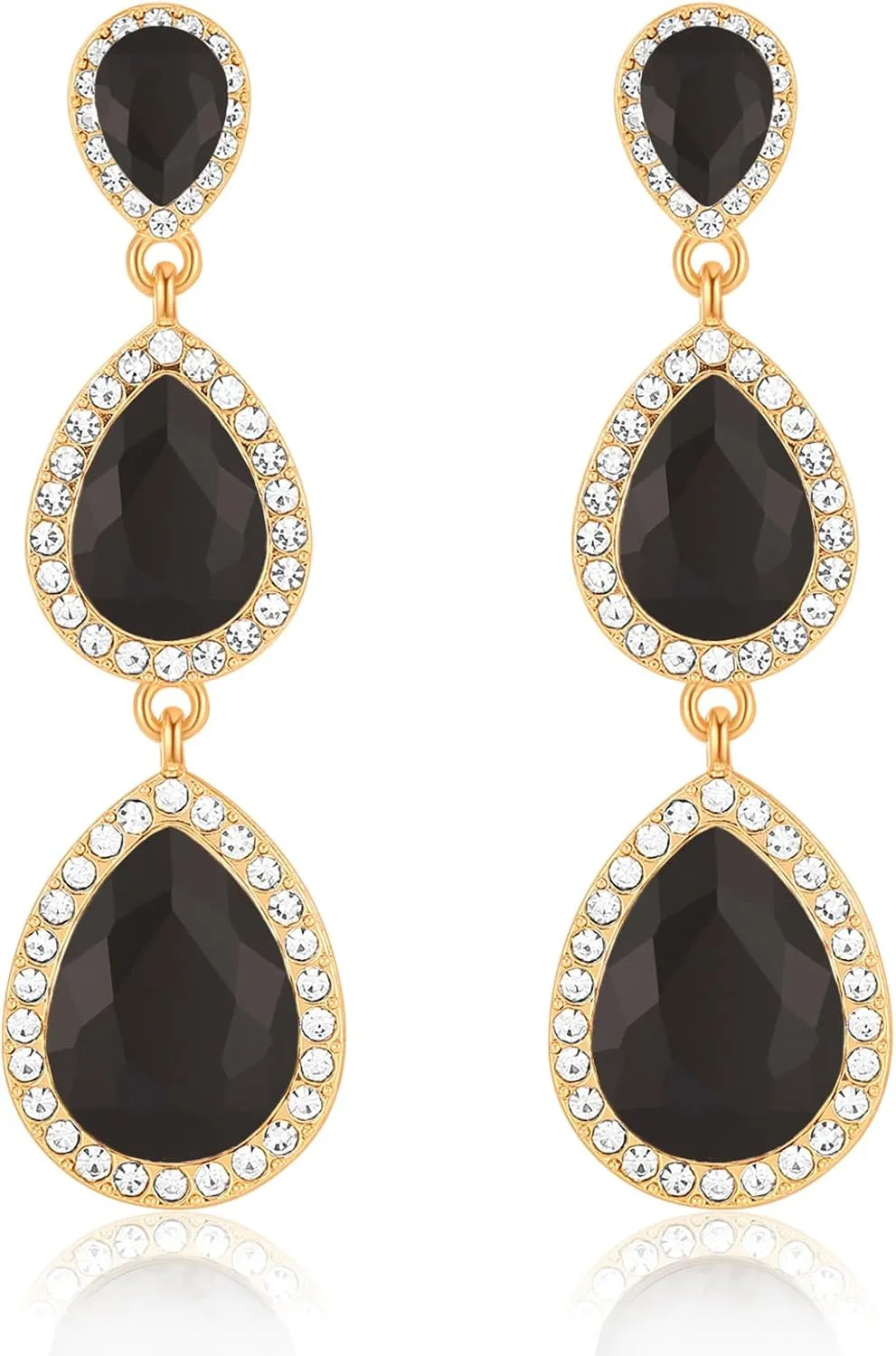 Vintage Rhinestone Teardrop Dangle Earrings Long Dangling Drop Earrings Crystal Chandelier Earrings for Women Wedding Bridal Prom