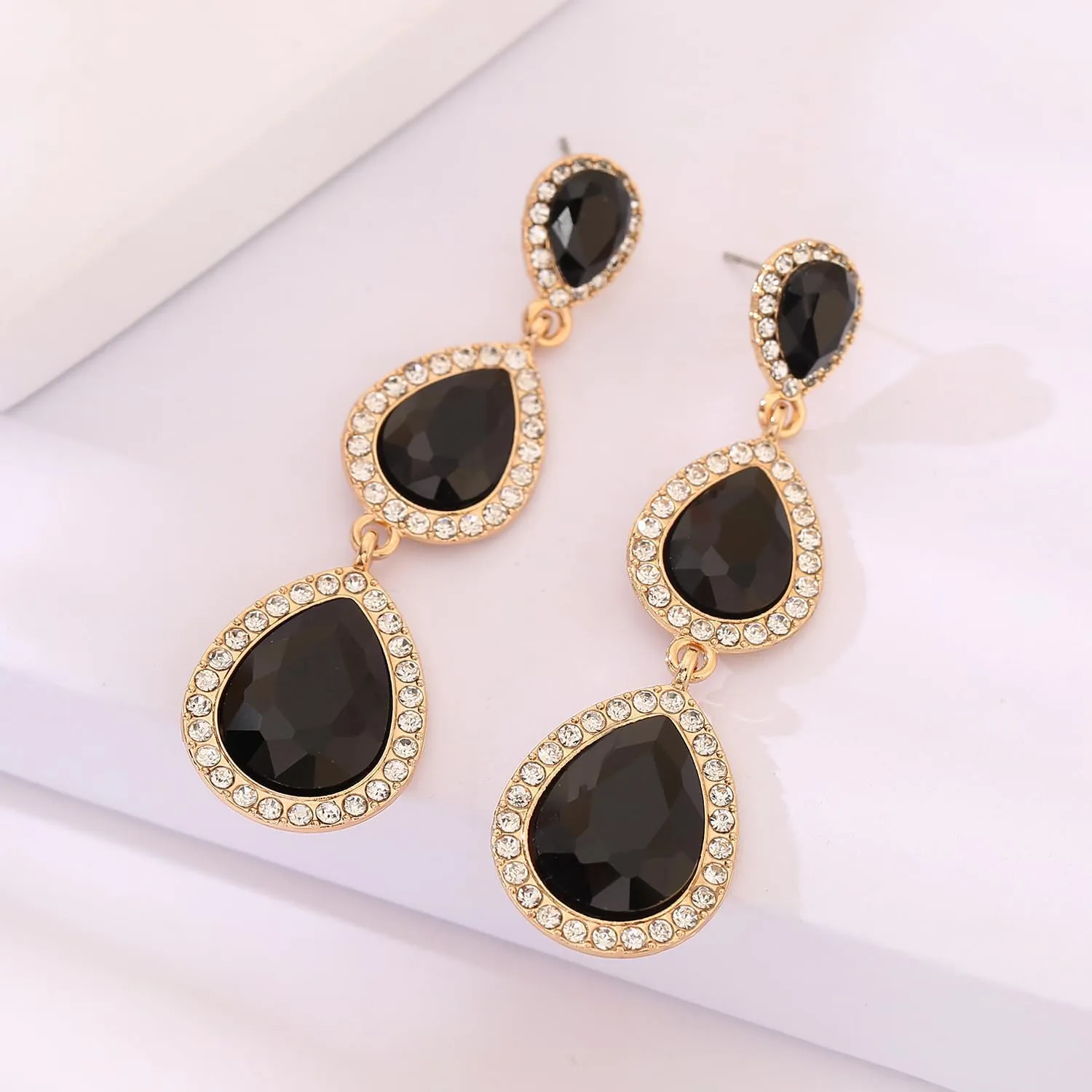 Vintage Rhinestone Teardrop Dangle Earrings Long Dangling Drop Earrings Crystal Chandelier Earrings for Women Wedding Bridal Prom