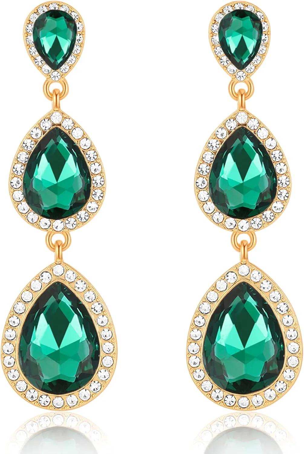 Vintage Rhinestone Teardrop Dangle Earrings Long Dangling Drop Earrings Crystal Chandelier Earrings for Women Wedding Bridal Prom
