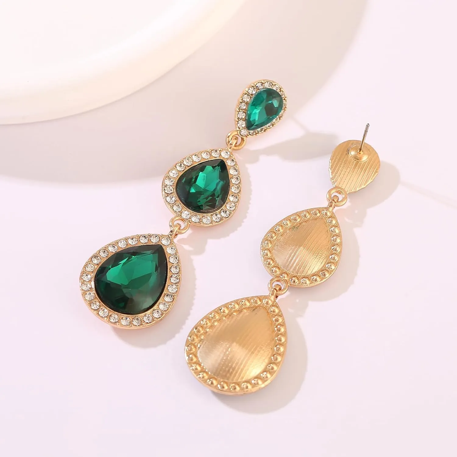 Vintage Rhinestone Teardrop Dangle Earrings Long Dangling Drop Earrings Crystal Chandelier Earrings for Women Wedding Bridal Prom