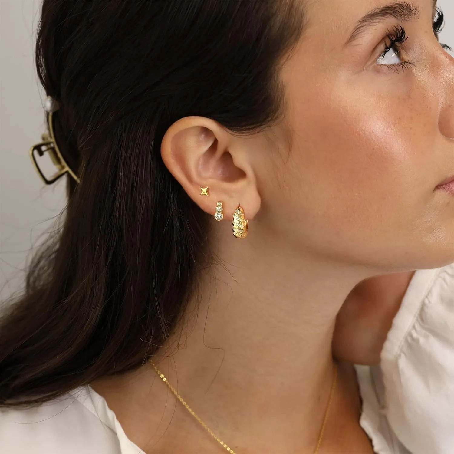 VIROMY Silver Stud Earrings for Women, Sterling Silver earrings Set Small Hoop Earrings Stack Dangle Earrings Minimalist Drop Stud earrings Hypoallergenic Everyday Earrings Women Trendy
