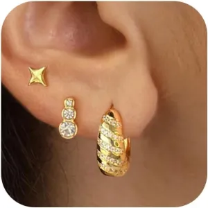 VIROMY Silver Stud Earrings for Women, Sterling Silver earrings Set Small Hoop Earrings Stack Dangle Earrings Minimalist Drop Stud earrings Hypoallergenic Everyday Earrings Women Trendy