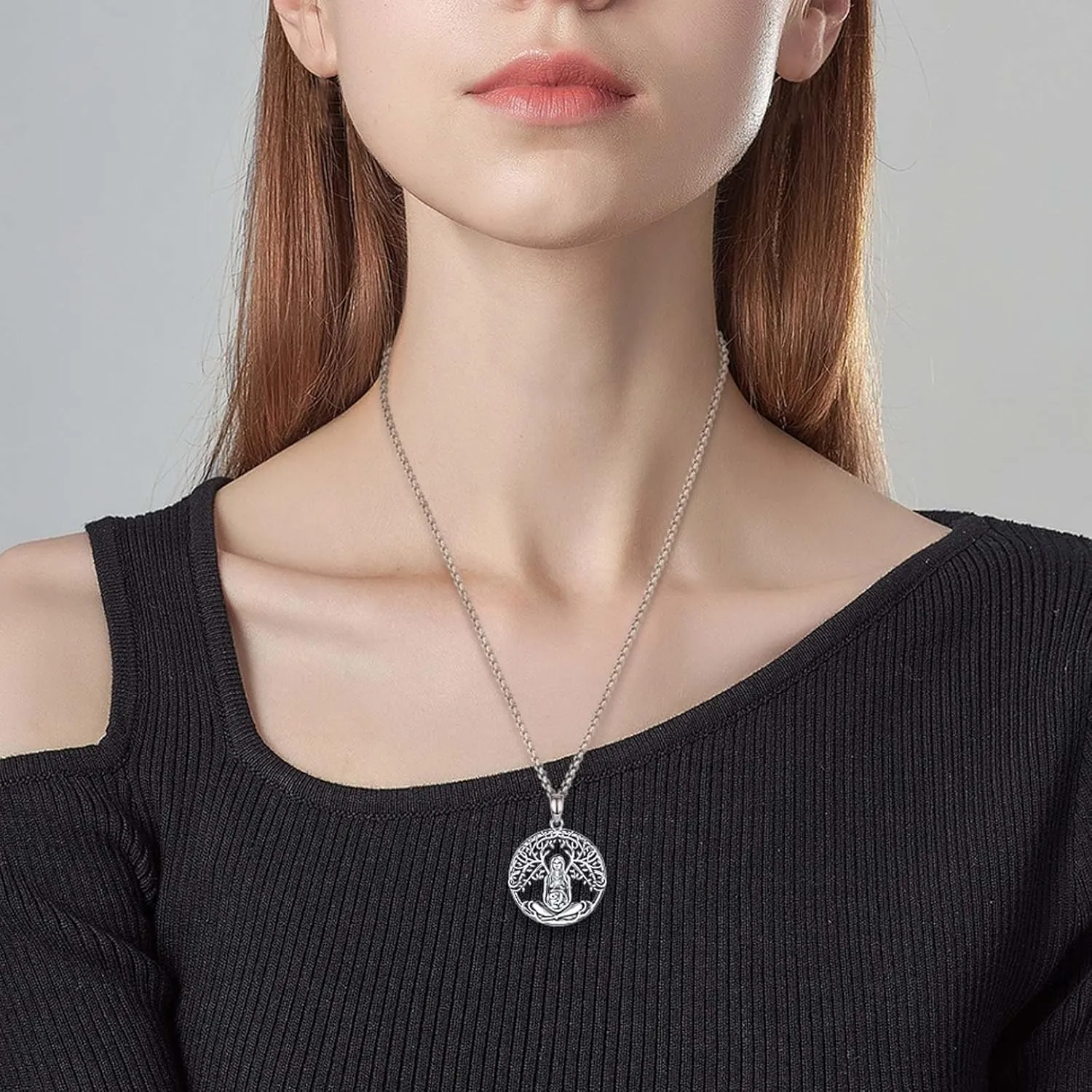 Vito Wiccan Necklace for Women Men, 925 Sterling Silver Lilith/Triple Moon/Earth Mother/Chaos Star/Witches Knot/Hecat Wheel Pendant, Witchcraft Withc Jewelry Gift for Mom Daughter, 20"/24"