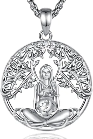 Vito Wiccan Necklace for Women Men, 925 Sterling Silver Lilith/Triple Moon/Earth Mother/Chaos Star/Witches Knot/Hecat Wheel Pendant, Witchcraft Withc Jewelry Gift for Mom Daughter, 20"/24"