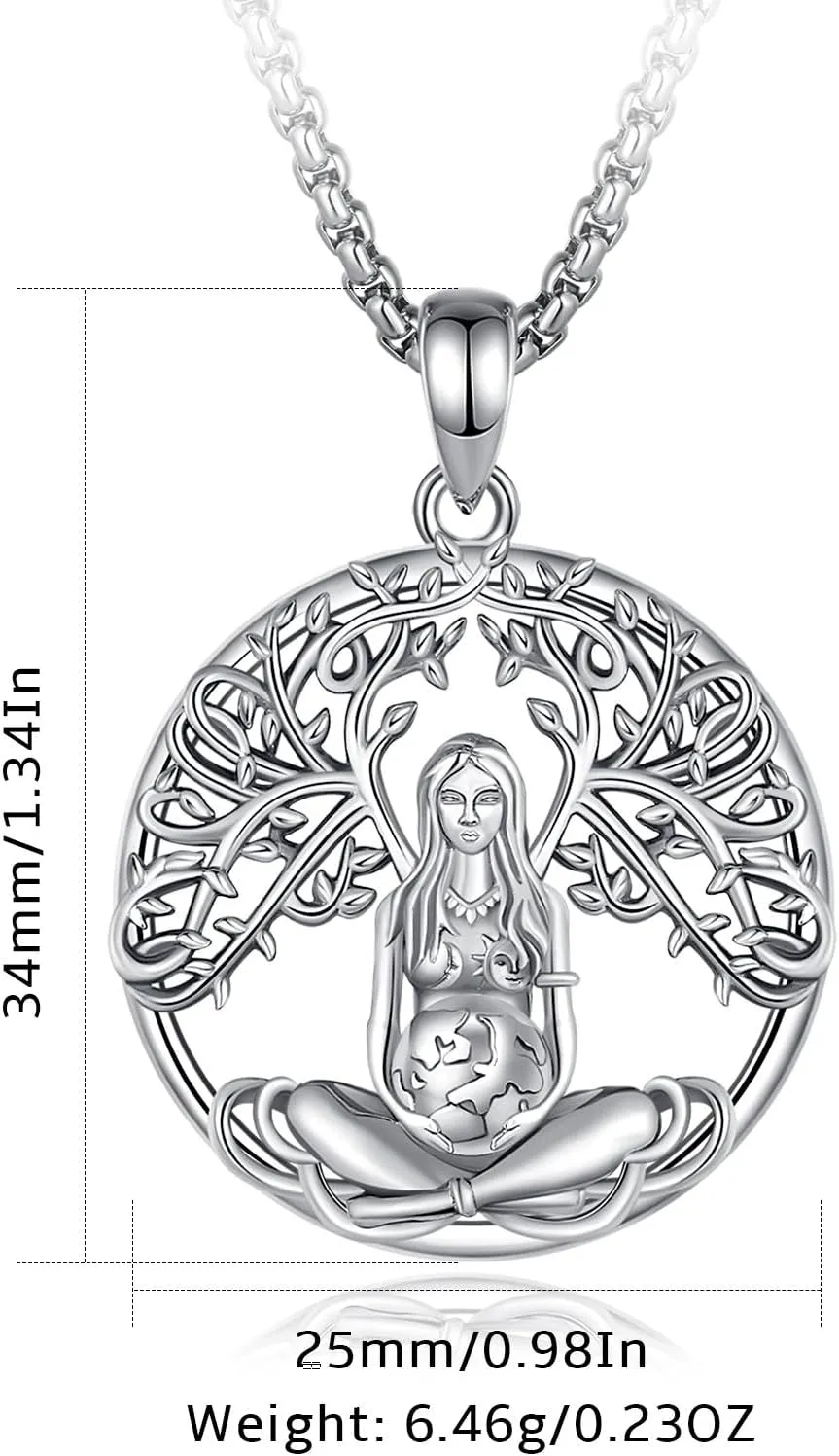 Vito Wiccan Necklace for Women Men, 925 Sterling Silver Lilith/Triple Moon/Earth Mother/Chaos Star/Witches Knot/Hecat Wheel Pendant, Witchcraft Withc Jewelry Gift for Mom Daughter, 20"/24"