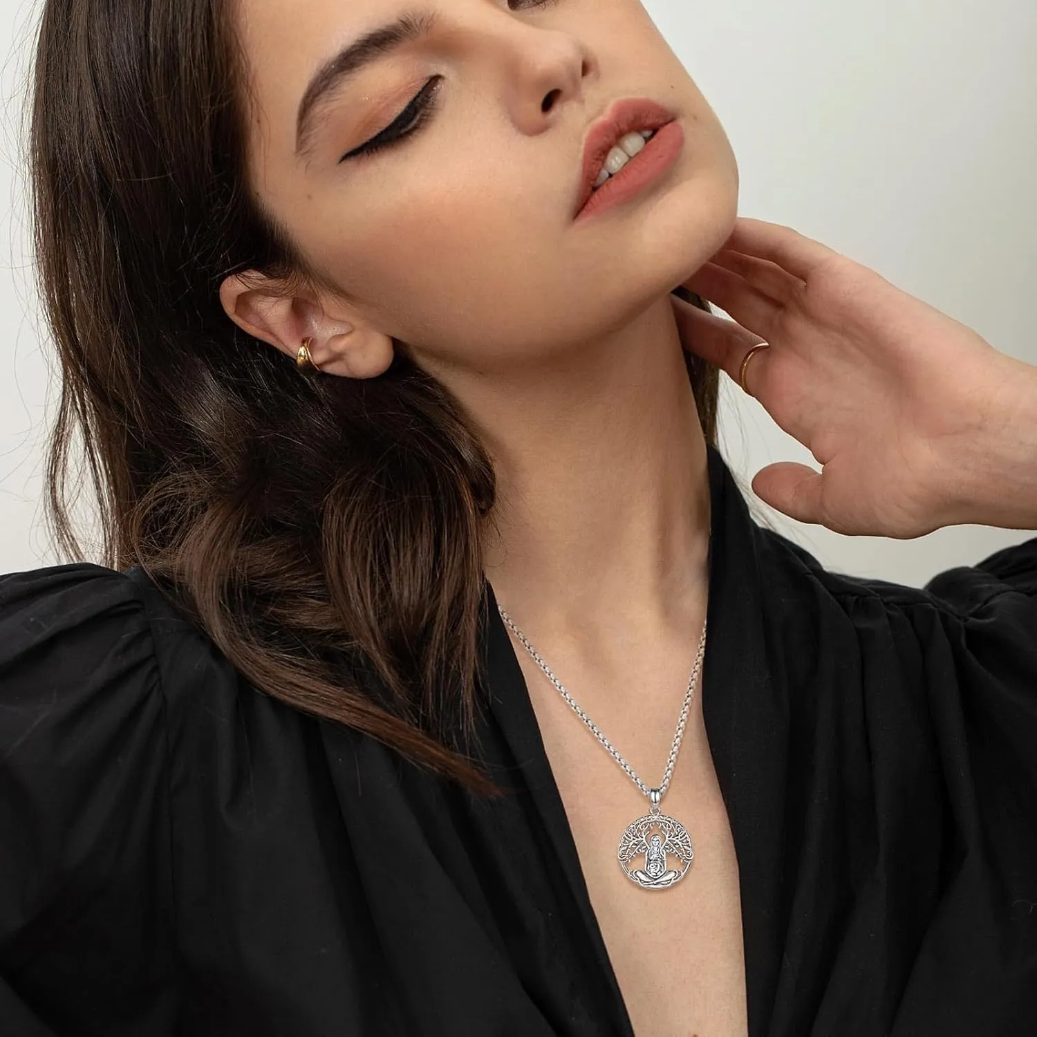 Vito Wiccan Necklace for Women Men, 925 Sterling Silver Lilith/Triple Moon/Earth Mother/Chaos Star/Witches Knot/Hecat Wheel Pendant, Witchcraft Withc Jewelry Gift for Mom Daughter, 20"/24"