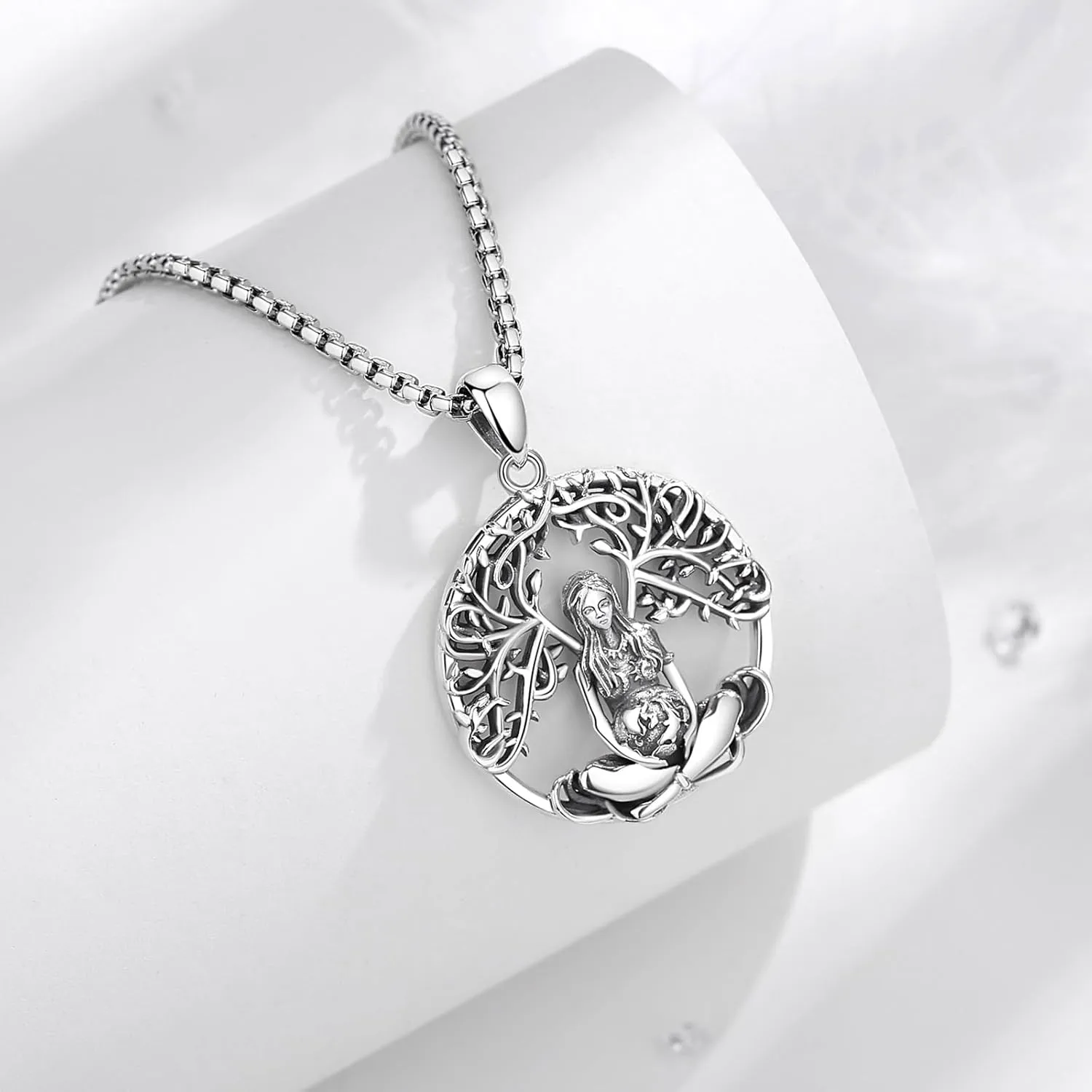 Vito Wiccan Necklace for Women Men, 925 Sterling Silver Lilith/Triple Moon/Earth Mother/Chaos Star/Witches Knot/Hecat Wheel Pendant, Witchcraft Withc Jewelry Gift for Mom Daughter, 20"/24"