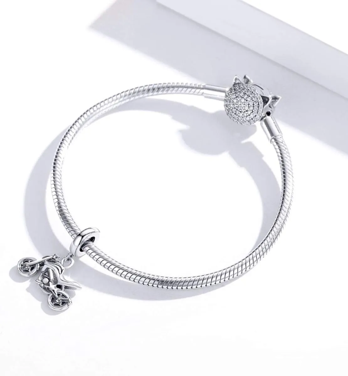 VOROCO Sterling Silver Charm for Bracelets Motorcycle Bicycle Truck Bus Car Charms Bead Transportation series for Woman men Jewelry Gifts