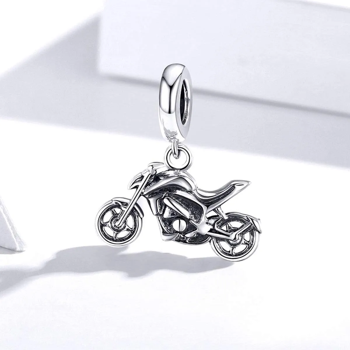VOROCO Sterling Silver Charm for Bracelets Motorcycle Bicycle Truck Bus Car Charms Bead Transportation series for Woman men Jewelry Gifts