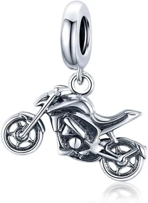 VOROCO Sterling Silver Charm for Bracelets Motorcycle Bicycle Truck Bus Car Charms Bead Transportation series for Woman men Jewelry Gifts