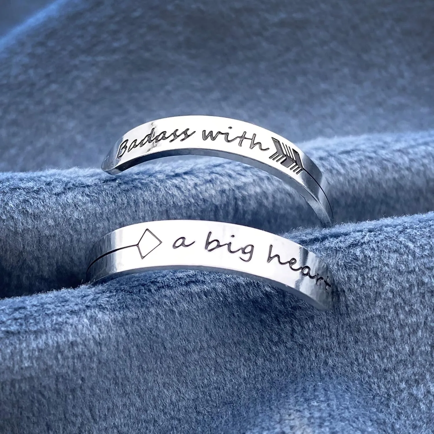 Vrycot Adjustable silvery Inspirational Stainless Steel Adjustable Bands Cool Stacking Opening Gift for Women Statement