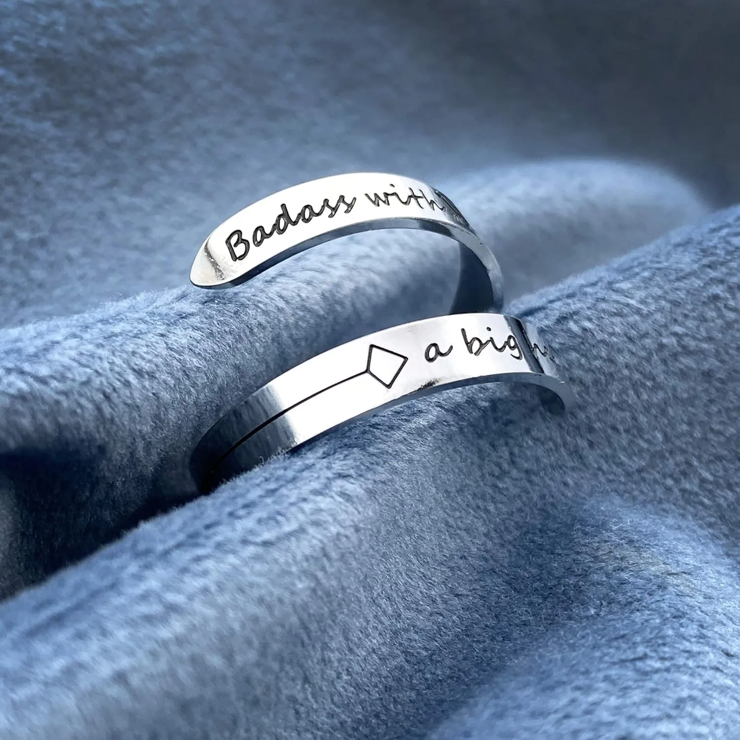 Vrycot Adjustable silvery Inspirational Stainless Steel Adjustable Bands Cool Stacking Opening Gift for Women Statement