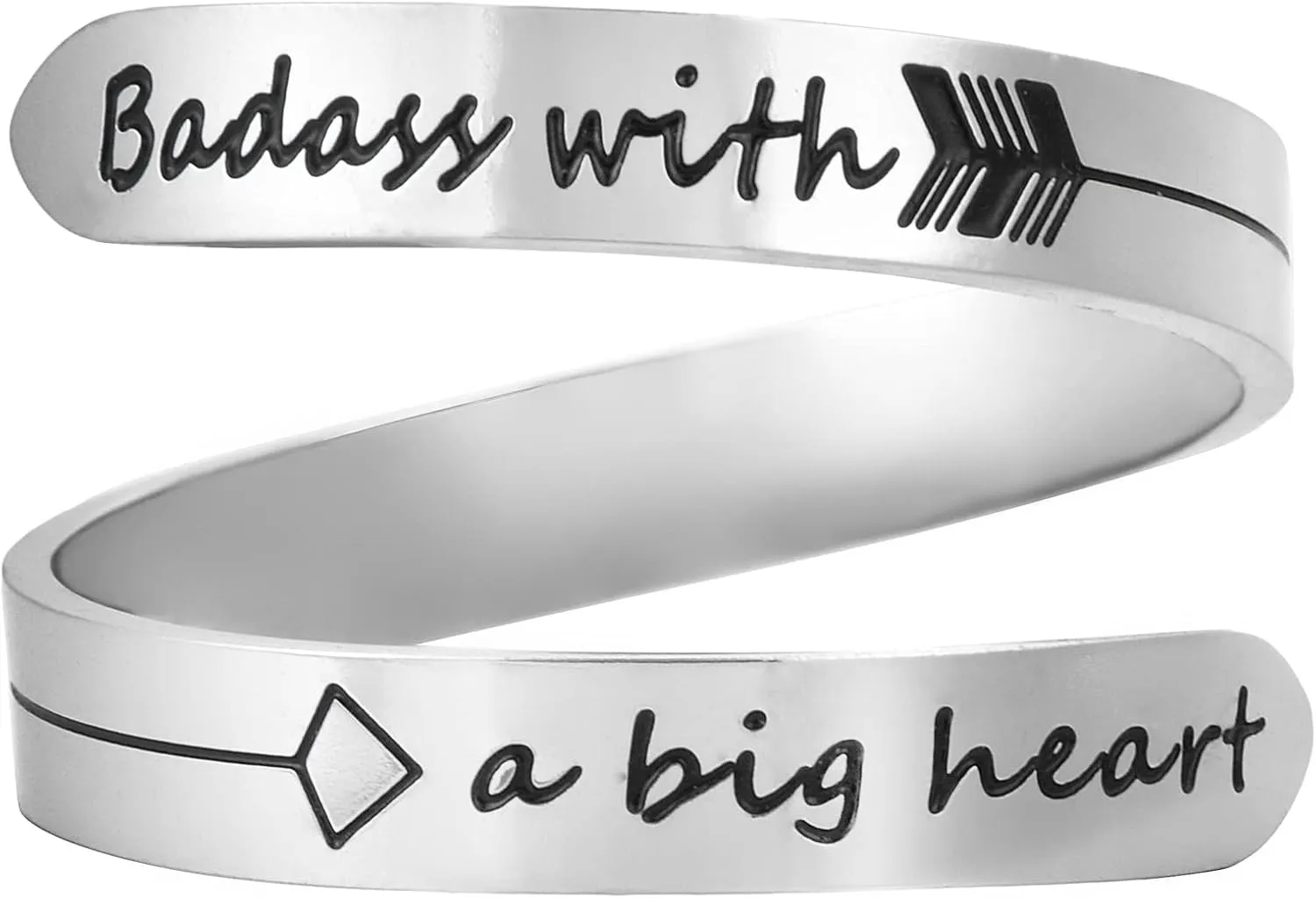 Vrycot Adjustable silvery Inspirational Stainless Steel Adjustable Bands Cool Stacking Opening Gift for Women Statement