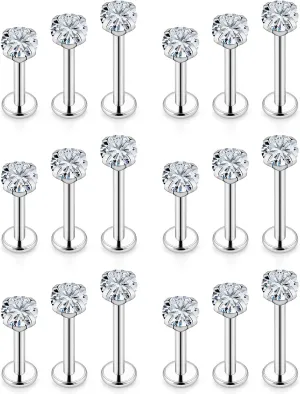 Vsnnsns 14G Lip Rings Stainless Steel Tragus Helix Conch Piercing Jewelry Snake Bite Piercing Monroe Lip Rings Labret Medusa Cartilage Lobe Earrings Studs Piercing Jewelry 6MM 8MM 10MM Silver 18PCS