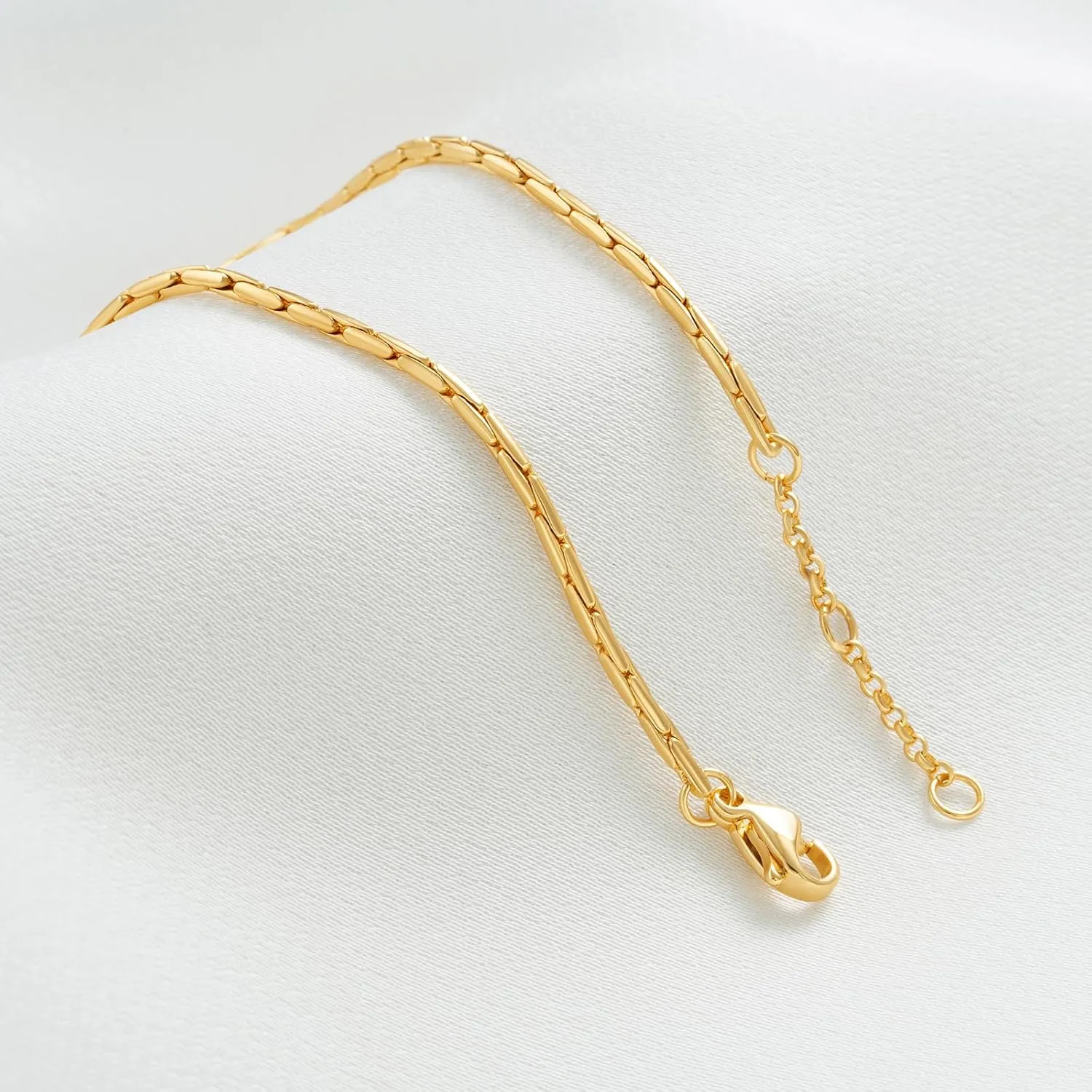 WEARON Gold Bracelet for Women 14K Gold Plated Snake Herringbone Figaro Cuban Bead Paperclip Cable Box Chain Simple Jewelry
