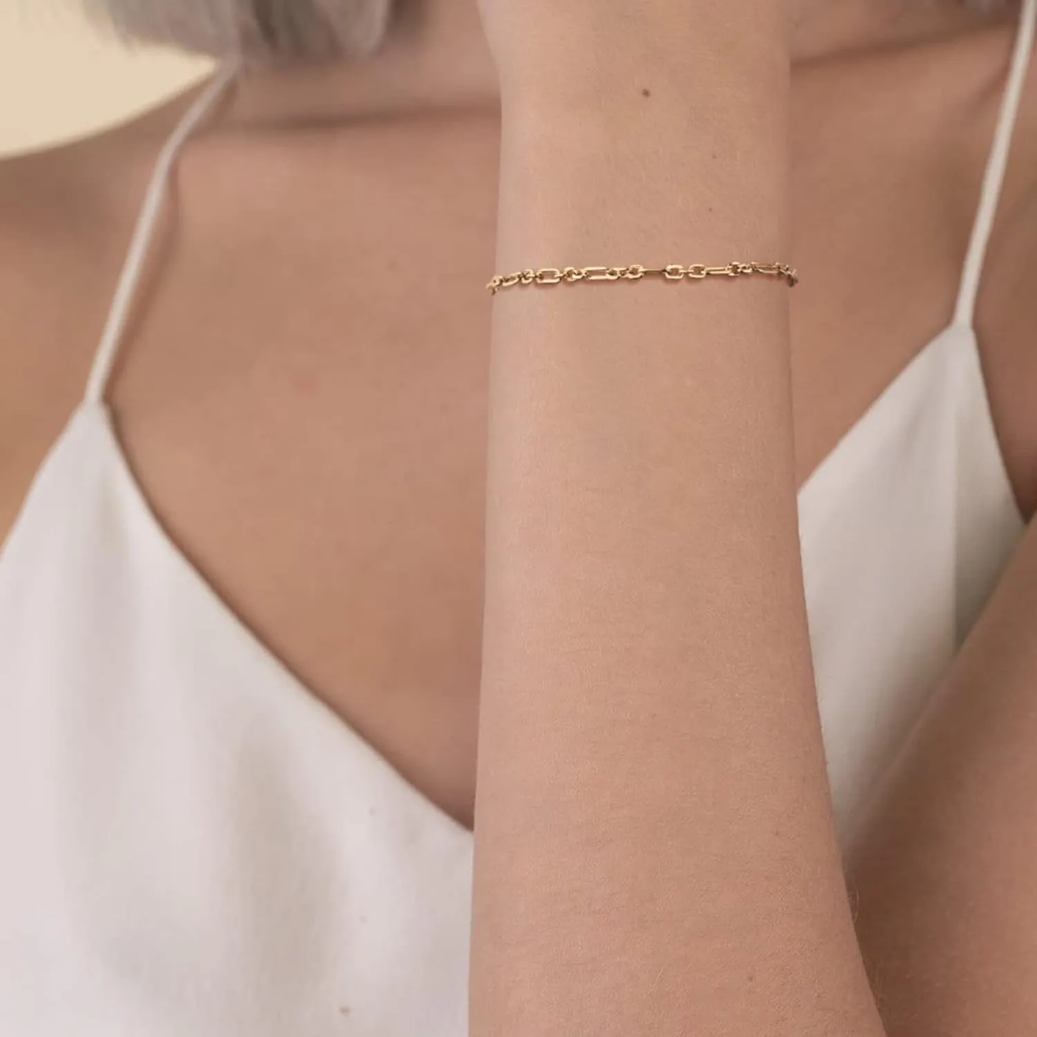 WEARON Gold Bracelet for Women 14K Gold Plated Snake Herringbone Figaro Cuban Bead Paperclip Cable Box Chain Simple Jewelry