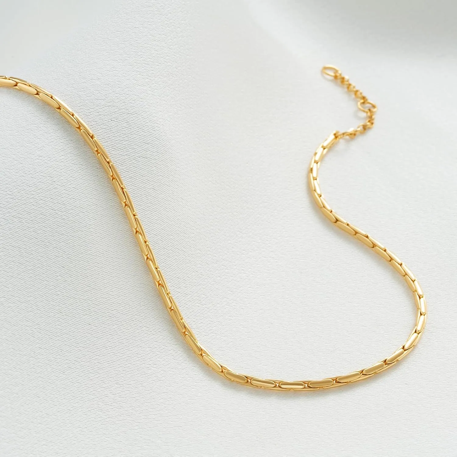 WEARON Gold Bracelet for Women 14K Gold Plated Snake Herringbone Figaro Cuban Bead Paperclip Cable Box Chain Simple Jewelry