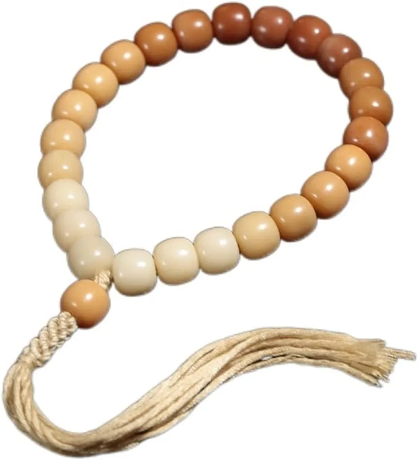 Weathered Bodhi Root Beaded Bracelet Gradient Color Bodhi Hand-Holding Rosary for Men Women Prayer Meditation