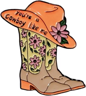 Western Cowboy Hat Boot Brooch Pins for Women Men Flowers Cowgirls Shoes Enamel Brooches Letter You're a Cowboy like Me Novelty Lapel Pin Statement Badge Jewelry Bags Clothing Backpack Decorative