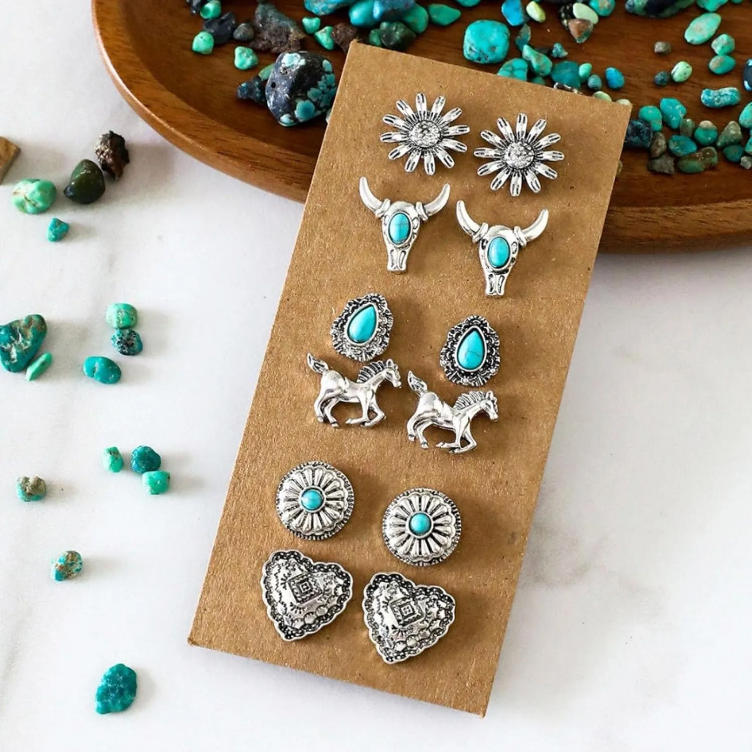 Western Earrings for Women Cowgirl Cowboy Earrings Country Turquoise Studs Earrings West Cowgirl Outfits Handmade Accessories