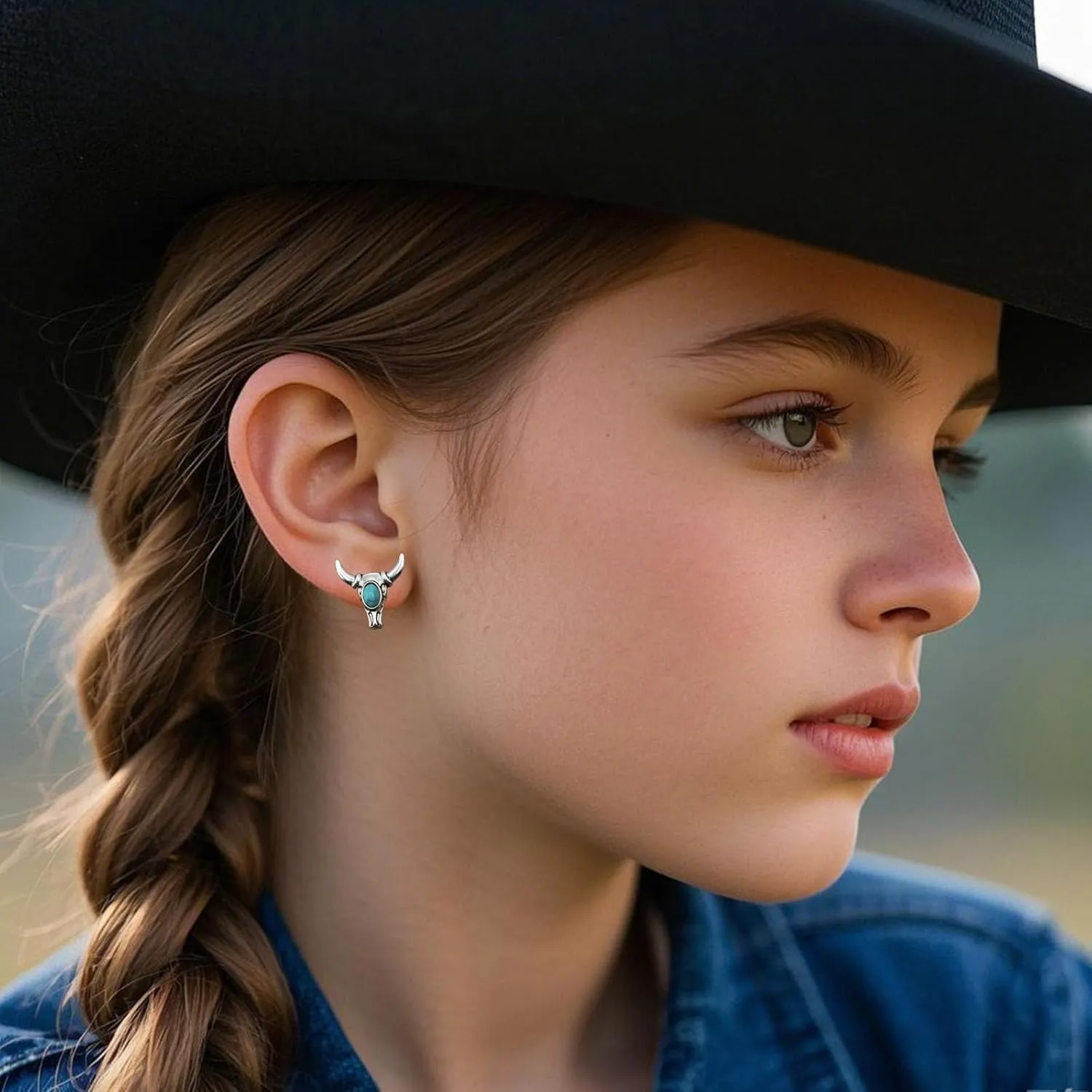 Western Earrings for Women Cowgirl Cowboy Earrings Country Turquoise Studs Earrings West Cowgirl Outfits Handmade Accessories
