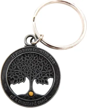 Westmon Works Faith of a Mustard Seed Keychain & Prayer Card Set - Metal Key Ring with Matthew 17:20 Holy Card