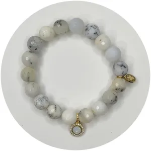 White Opal with Pav Opal Round Pendant