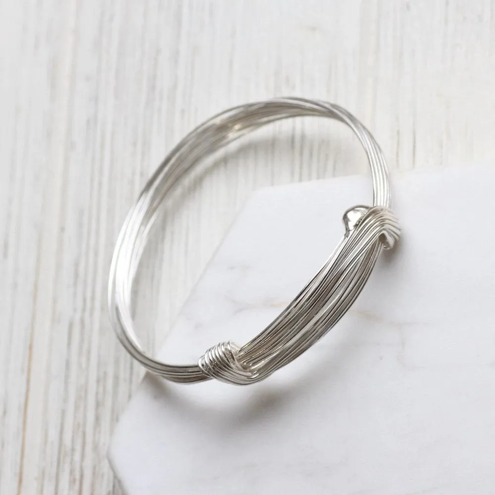 Wide Elephant Hair Inspired Bangle