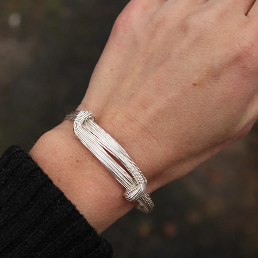 Wide Elephant Hair Inspired Bangle