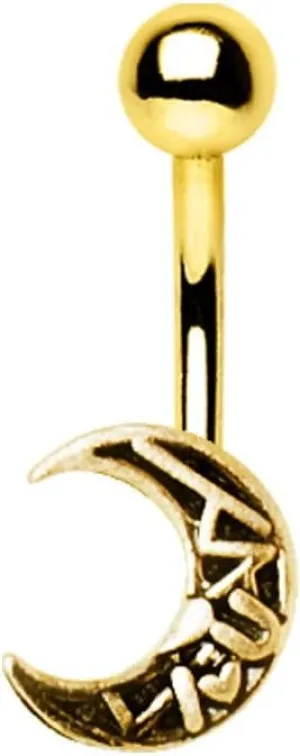 WILDKLASS Gold Plated Henna Crescent Moon Navel Ring