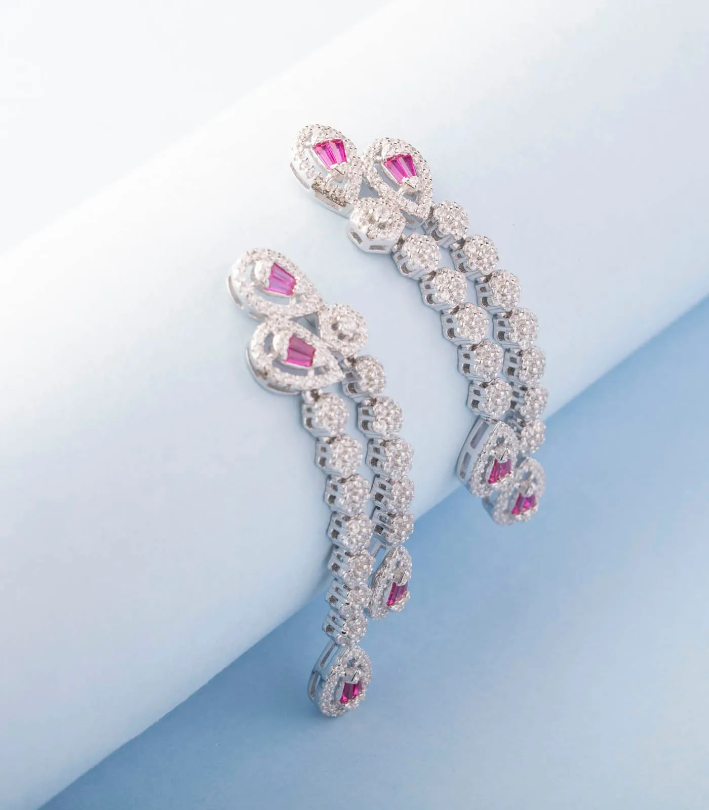 Winter Bloom Earrings-Red (Silver)