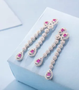 Winter Bloom Earrings-Red (Silver)