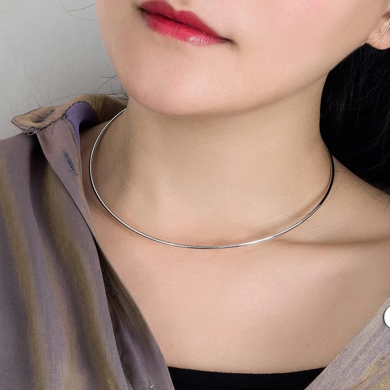 Women 925 Sterling Silver 2MM Solid Dome Collar Necklace Simple Fashion Golden 16 "18" 20 " 1.9 "Adjustable Length Choker Fine Jewelry Gifts