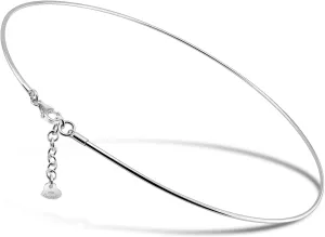 Women 925 Sterling Silver 2MM Solid Dome Collar Necklace Simple Fashion Golden 16 "18" 20 " 1.9 "Adjustable Length Choker Fine Jewelry Gifts