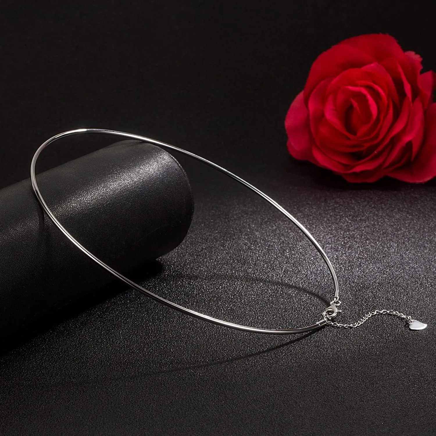 Women 925 Sterling Silver 2MM Solid Dome Collar Necklace Simple Fashion Golden 16 "18" 20 " 1.9 "Adjustable Length Choker Fine Jewelry Gifts