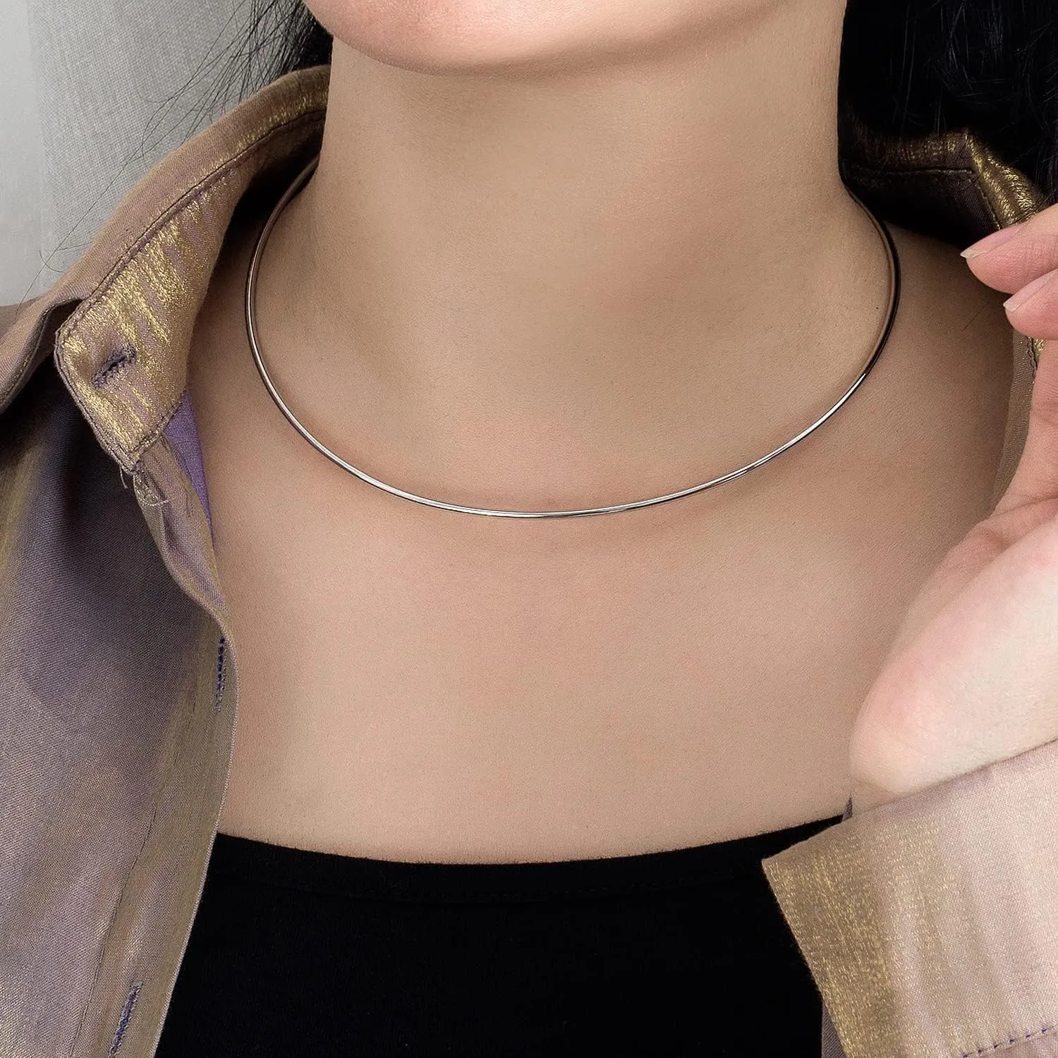 Women 925 Sterling Silver 2MM Solid Dome Collar Necklace Simple Fashion Golden 16 "18" 20 " 1.9 "Adjustable Length Choker Fine Jewelry Gifts