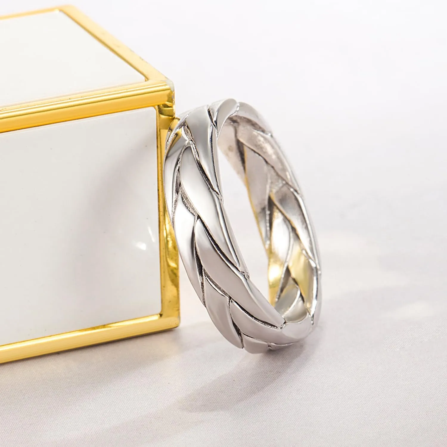 Women & Men 925 Sterling Silver Stripe Ring - Fashion Simple 5 MM Ring 5-12# Couples Jewelry For Him Her Gift in a Pretty Gift Box