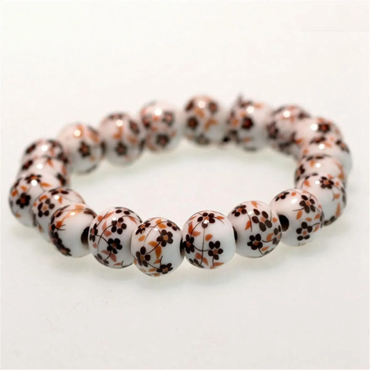 Women Porcelain Beads Bracelet Vintage Style Blue And White Porcelain Ceramics Wrist Bracelet