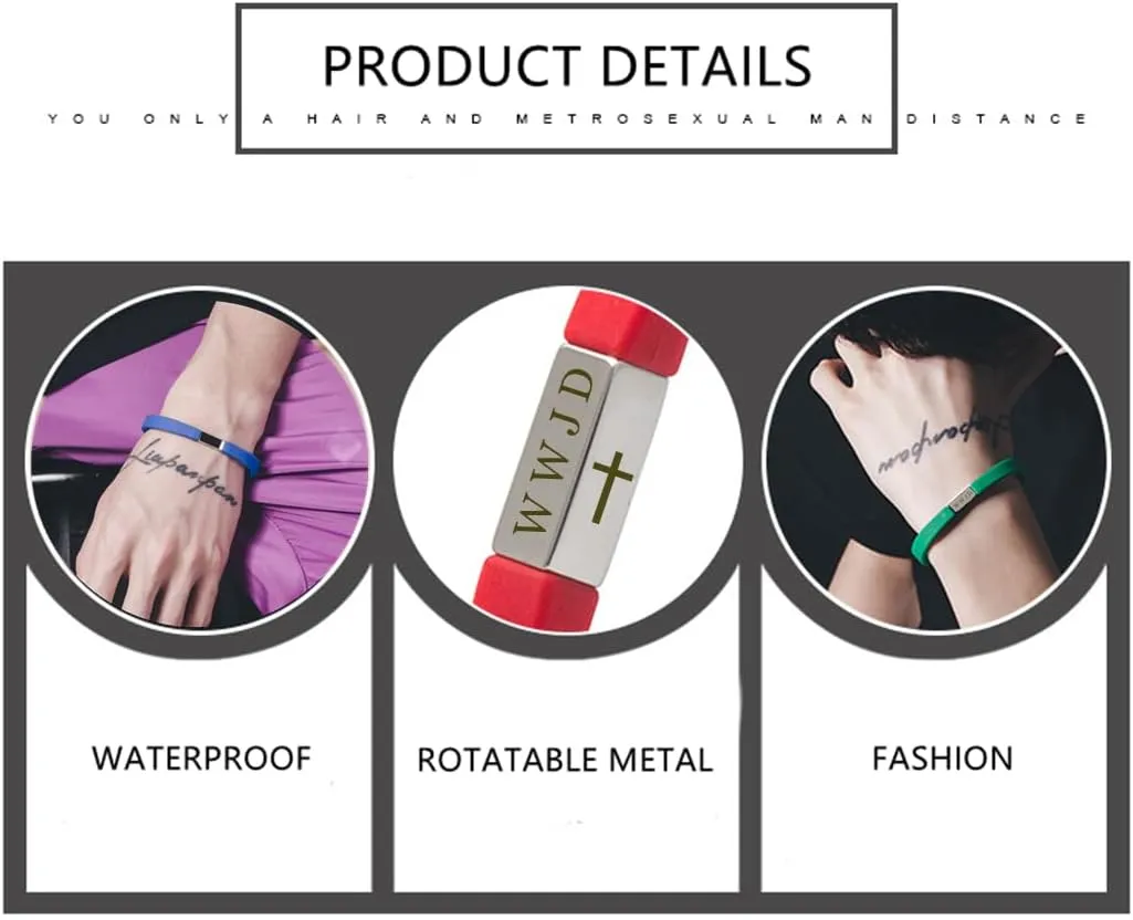 WWJD HWLF Bracelet for Men Women,4-sided engraved Sports Silicone Wristband What Would Jesus Do,He Would Love First Bracelets with Cross,Inspirational Religious Reminder Gift for Him Her