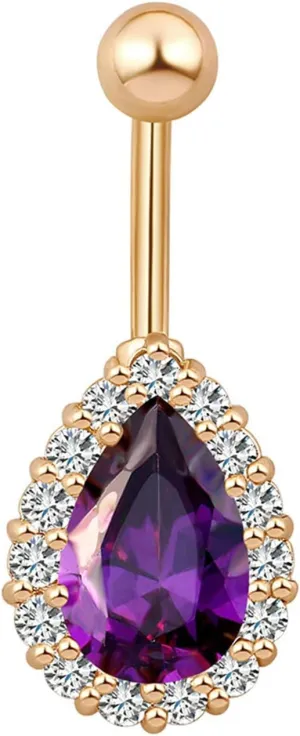 Wycian Belly Button Rings for Women, Navel Ring, Stainless Steel Belly Piercing Jewelry Teardrop Cubic Zirconia