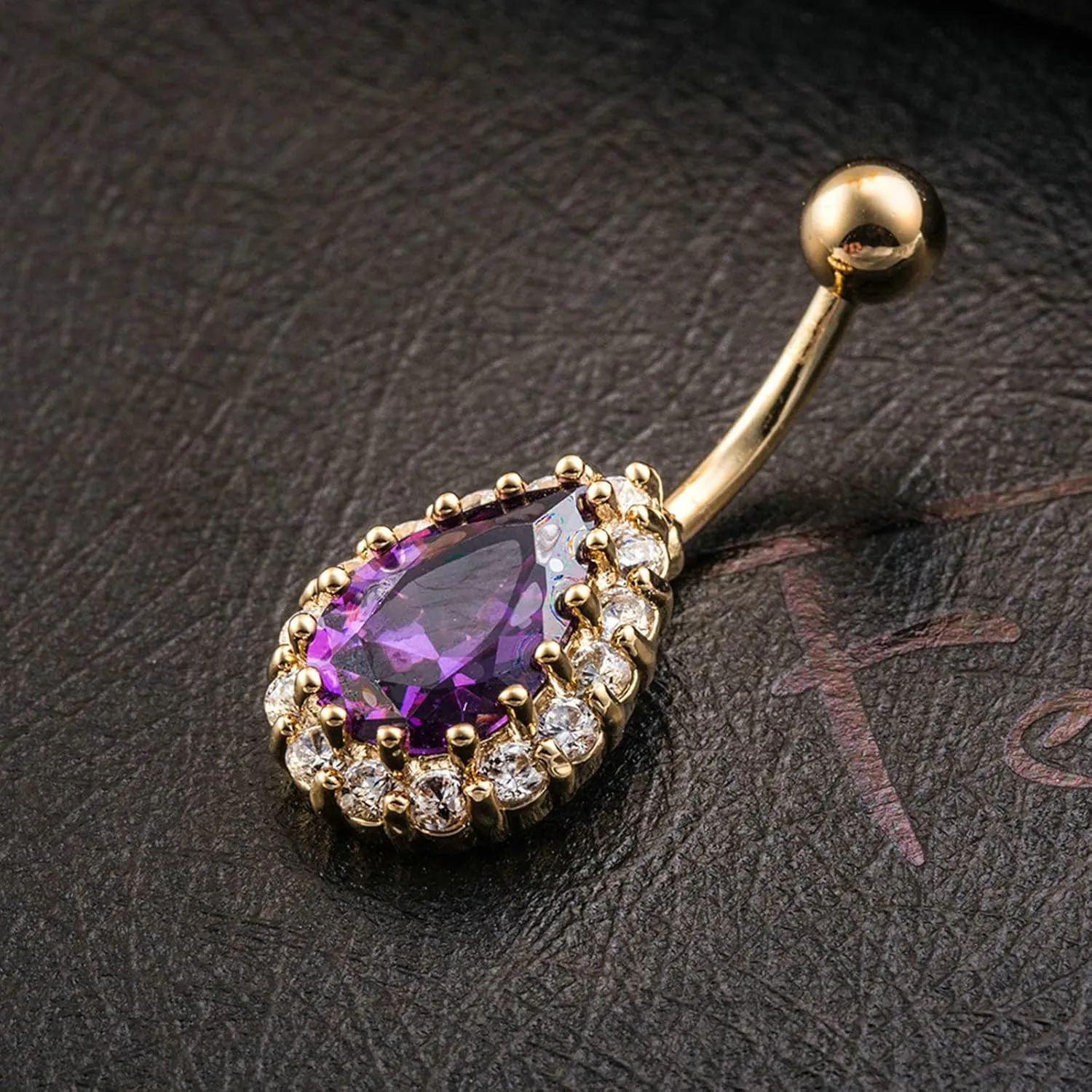 Wycian Belly Button Rings for Women, Navel Ring, Stainless Steel Belly Piercing Jewelry Teardrop Cubic Zirconia