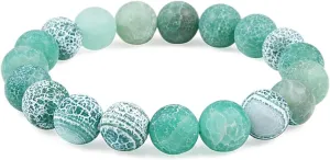 Wycian Bracelet Beads White Amethyst Bracelet Uncut Round Stone Stretchy 19cm x 10mm for Engagement 1Pcs