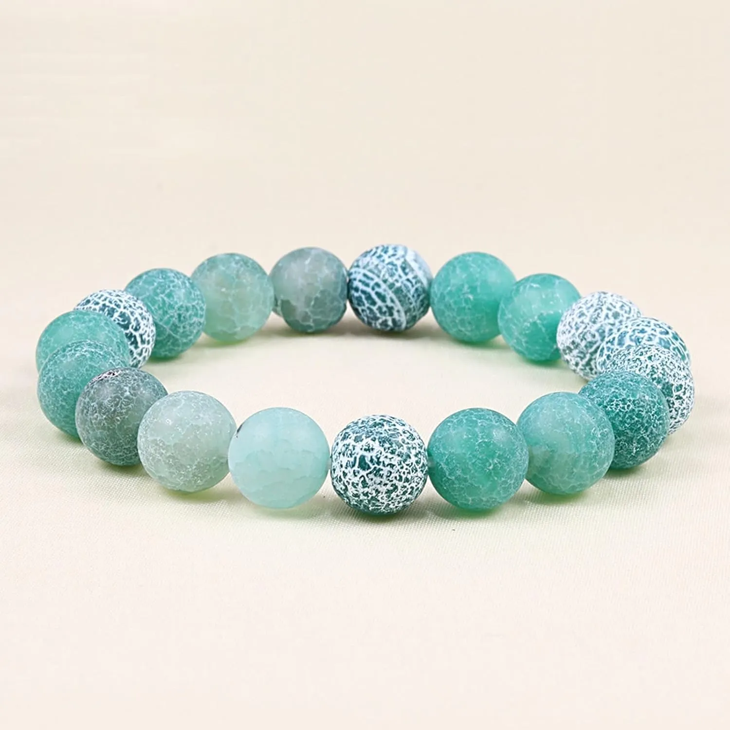 Wycian Bracelet Beads White Amethyst Bracelet Uncut Round Stone Stretchy 19cm x 10mm for Engagement 1Pcs