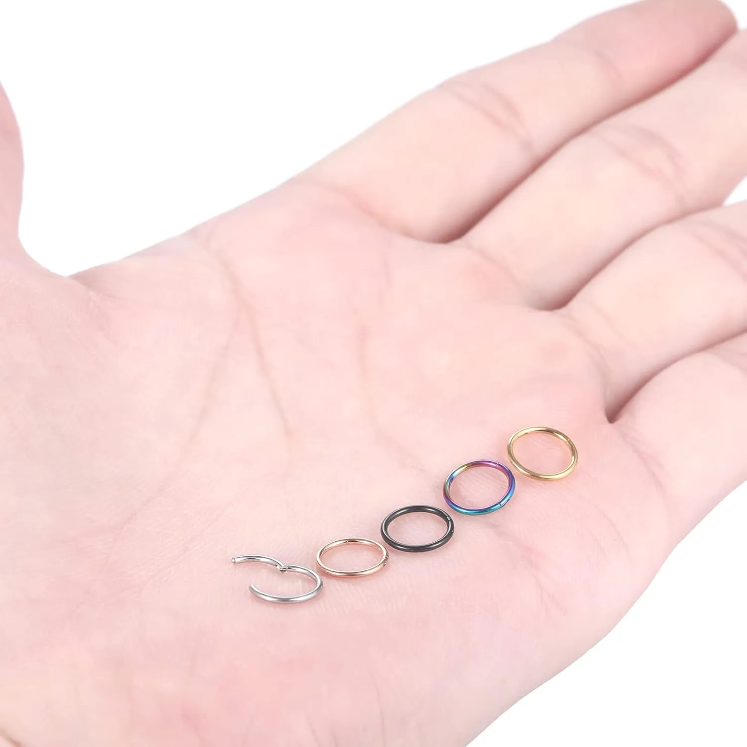 Xpircn Nose Rings 20G 18G 16G 14G Lip Septum Rings 316L Surgical Steel Tragus Daith Cartilage Earrings for Women Nose Ring Hoop Hinged Segment Ring Nose Piercing Jewelry