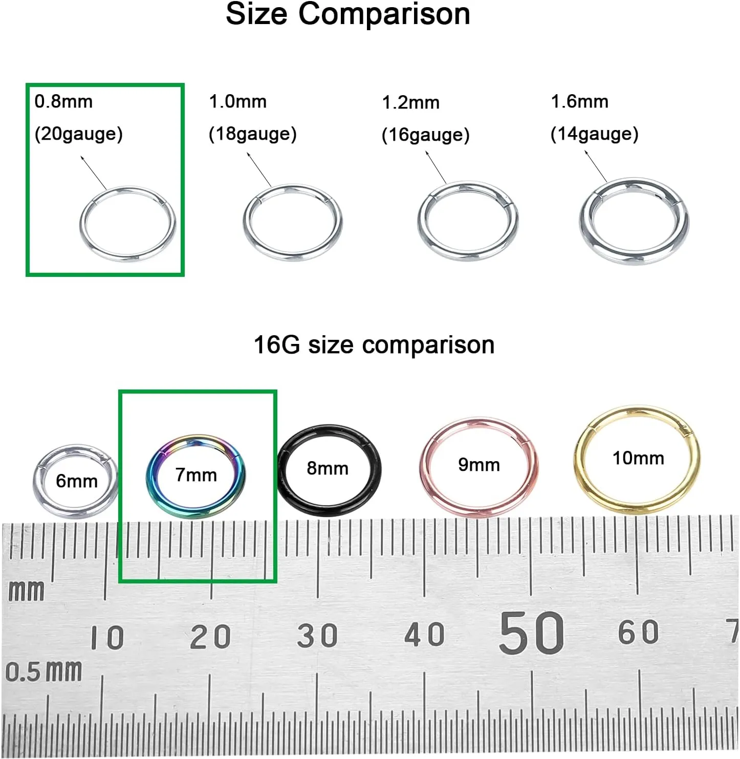 Xpircn Nose Rings 20G 18G 16G 14G Lip Septum Rings 316L Surgical Steel Tragus Daith Cartilage Earrings for Women Nose Ring Hoop Hinged Segment Ring Nose Piercing Jewelry
