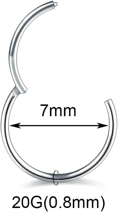 Xpircn Nose Rings 20G 18G 16G 14G Lip Septum Rings 316L Surgical Steel Tragus Daith Cartilage Earrings for Women Nose Ring Hoop Hinged Segment Ring Nose Piercing Jewelry