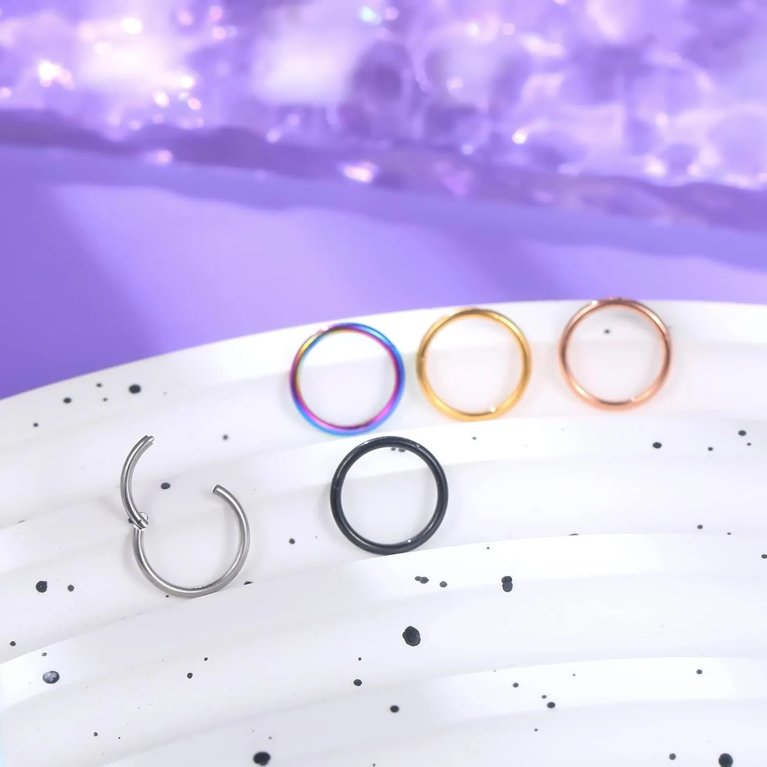 Xpircn Nose Rings 20G 18G 16G 14G Lip Septum Rings 316L Surgical Steel Tragus Daith Cartilage Earrings for Women Nose Ring Hoop Hinged Segment Ring Nose Piercing Jewelry