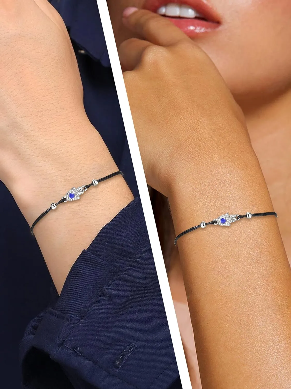 YANCHUN Black Evil Eye Bracelet Black String Evil Eye Charm Bracelet Adjustable Turkish Amulet for Women Men