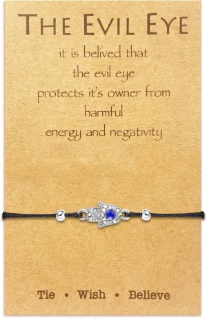 YANCHUN Black Evil Eye Bracelet Black String Evil Eye Charm Bracelet Adjustable Turkish Amulet for Women Men