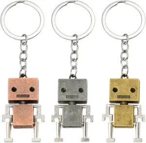 yaozeio Robot Keychains for Men Boys Vintage Metal Robot Charm 3 Pcs Funny 3D Robots Accessories Birthday Chritmas Gifts for Friends Men Women